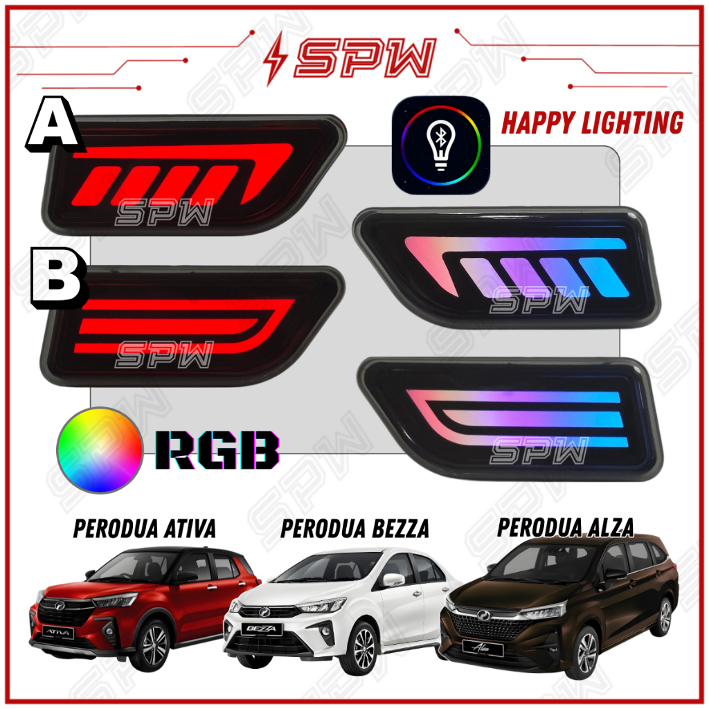 Perodua Ativa / Bezza 2020 / Alza 2022 RGB Rainbow Rear Bumper LED ...