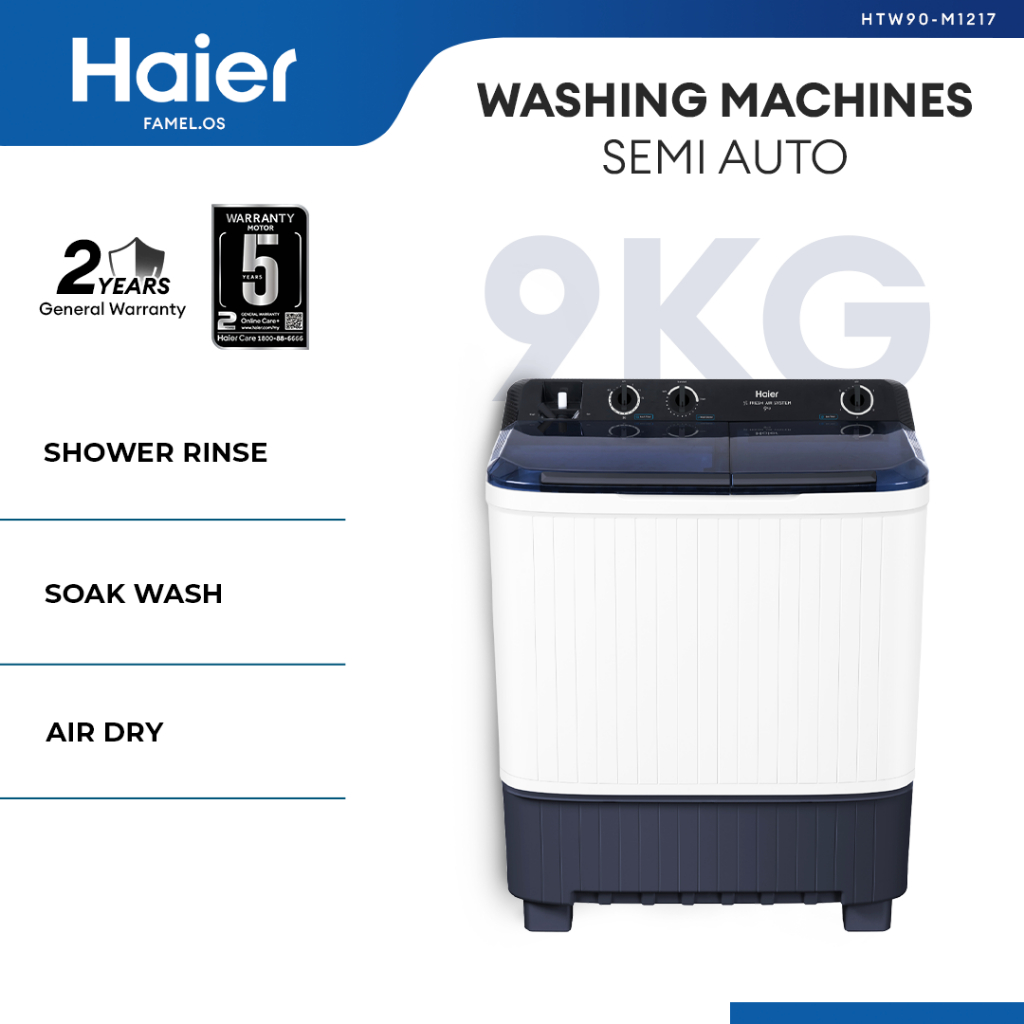 Haier 9KG Semi Auto Washing Machine Twin Tub HTW90-M1217 / Twin Air Dry ...