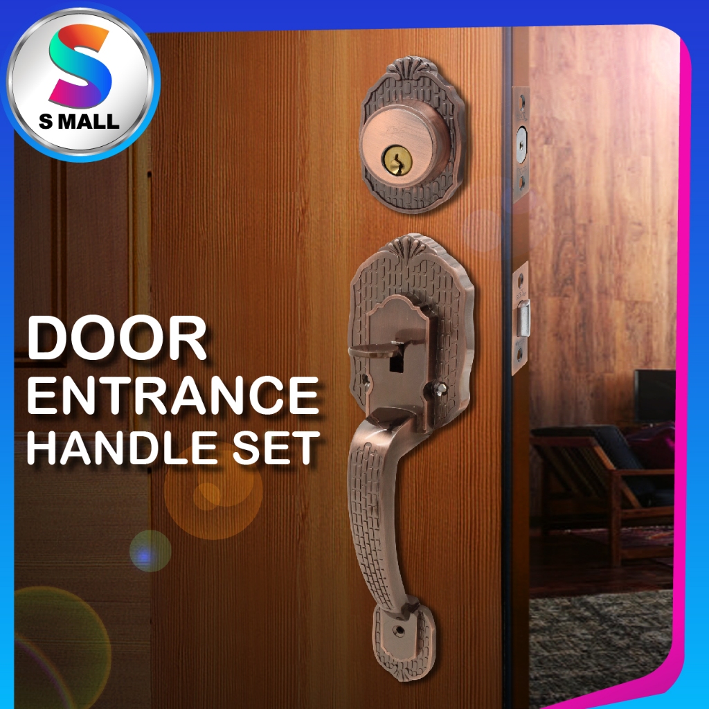 DOOR ENTRANCE HANDLE LOCK SET ANTIQUE COPPER TC1188AC/ BLACK SET A380 ...