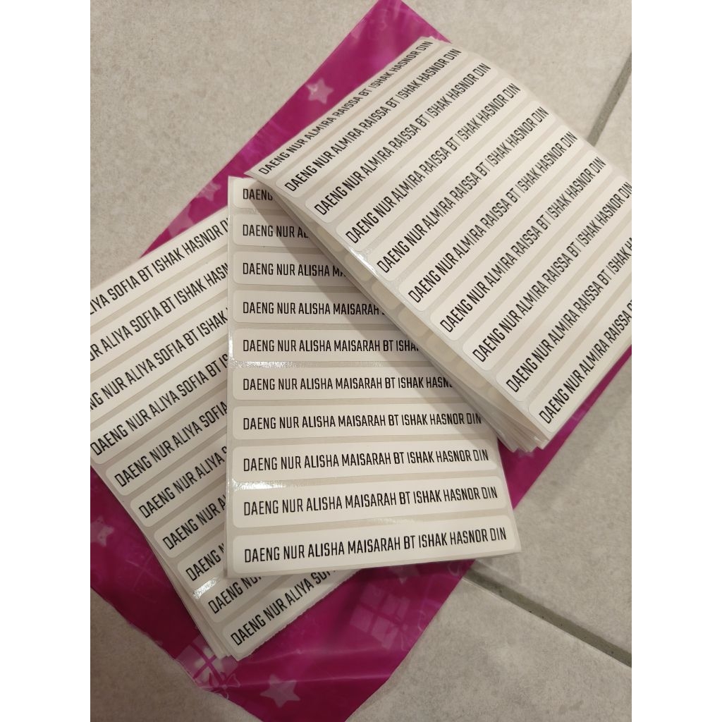 Sticker nama MURAH RM5.00/100pc | Shopee Malaysia