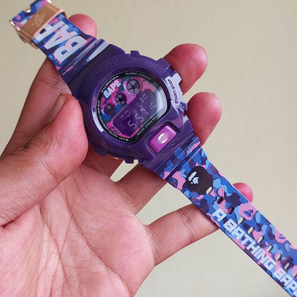 G-SHOCK BAPEコラボ パープル腕時計 G SHOCK BAPE PURPLE DIGITAL SPORTS WATCHES Bape Purple JAM TANGAN