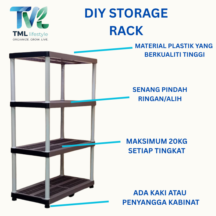 [EAGLE] DIY PLASTIC STORAGE RACK /DIY RAK PENYIMPANAN PLASTIK | Shopee ...