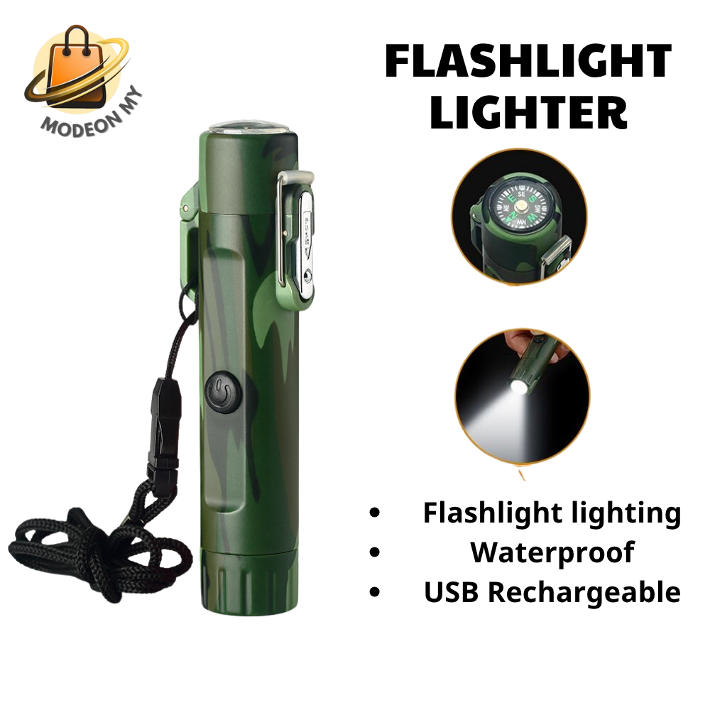 Waterproof Multifunction Electric Lighter USB Rechargeable Double Arc ...