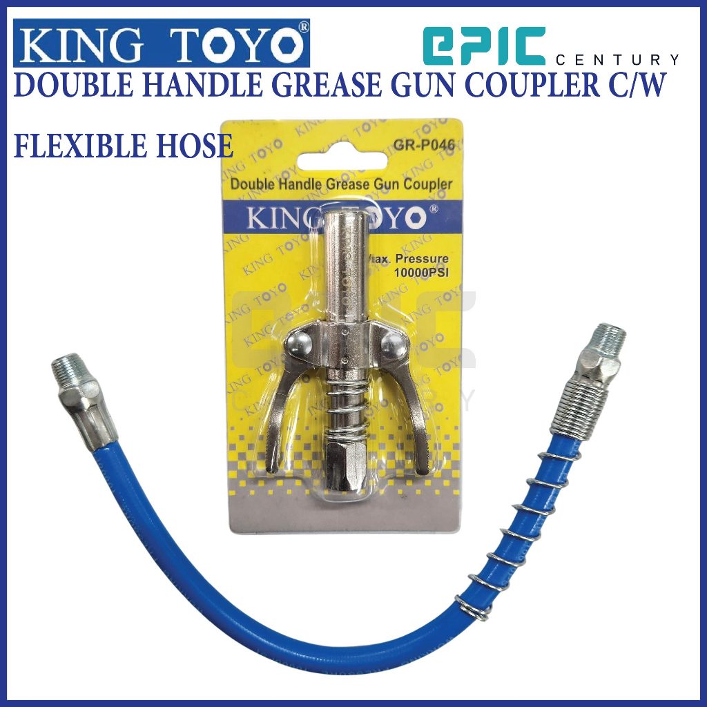 KING TOYO Double Handle Grease Gun Coupler c/w flexible Hose / Heavy ...