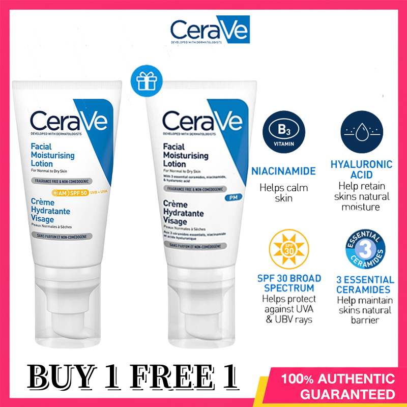 CeraVe Daily Skincare Routine | AM Facial Moisturising Lotion SPF50 ...