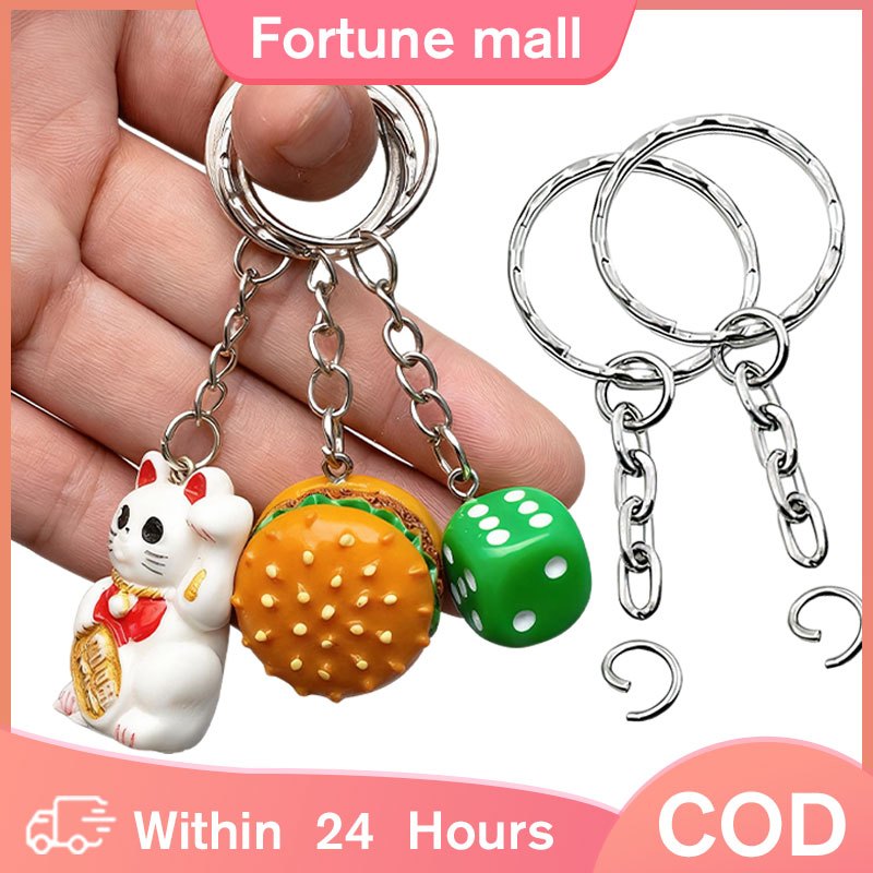 100Pcs Keyfob Key Holder Rings DIY Keyfob Key Ring Key Pendant Chains ...
