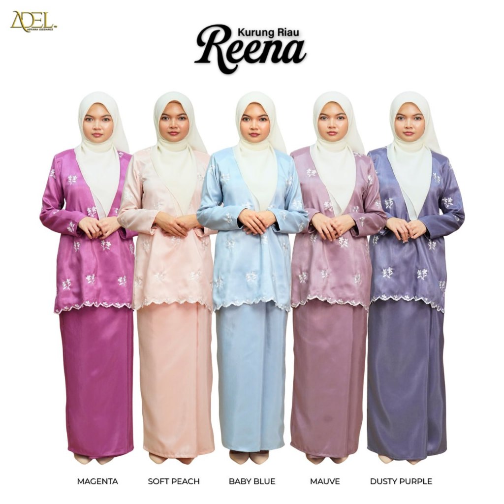 ADEL Baju Kurung Mini Reena Soft Shantung Moden Klasik Sulam Muslimah ...