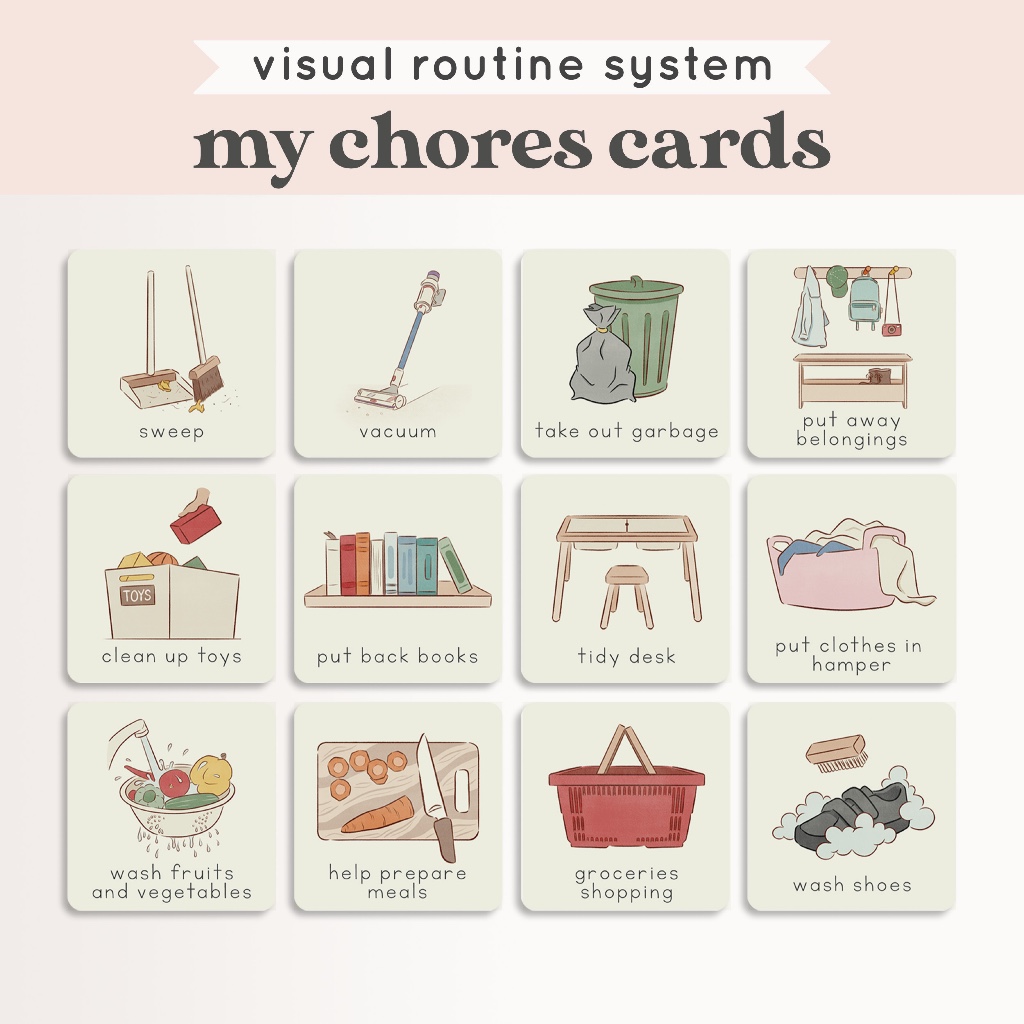 Bramble – Chores Routine Cards for Kids | Visual Chore Chart | Autism ...