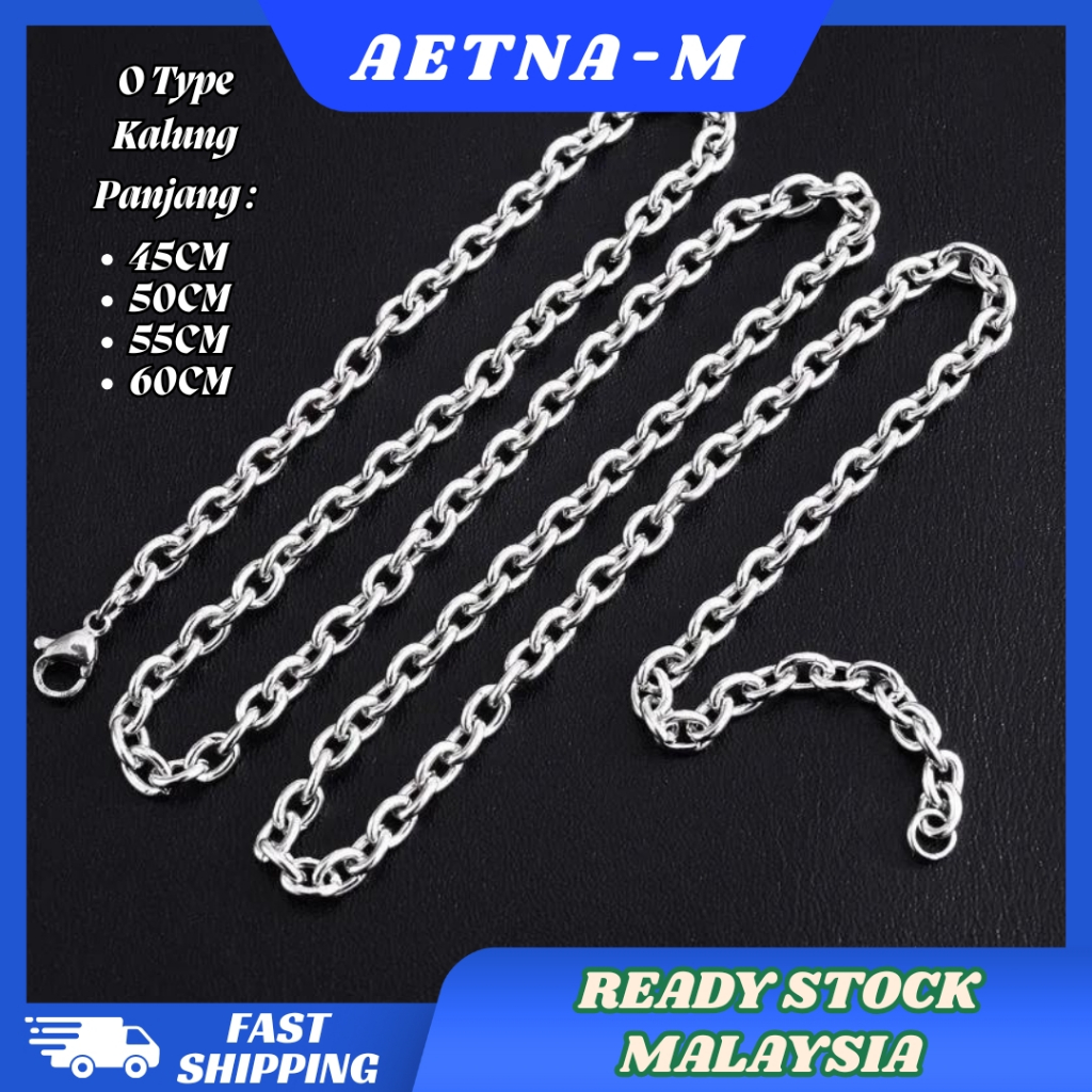 O Type Chain Stainless Steel Necklaces Men Women Kalung Tidak Karat ...
