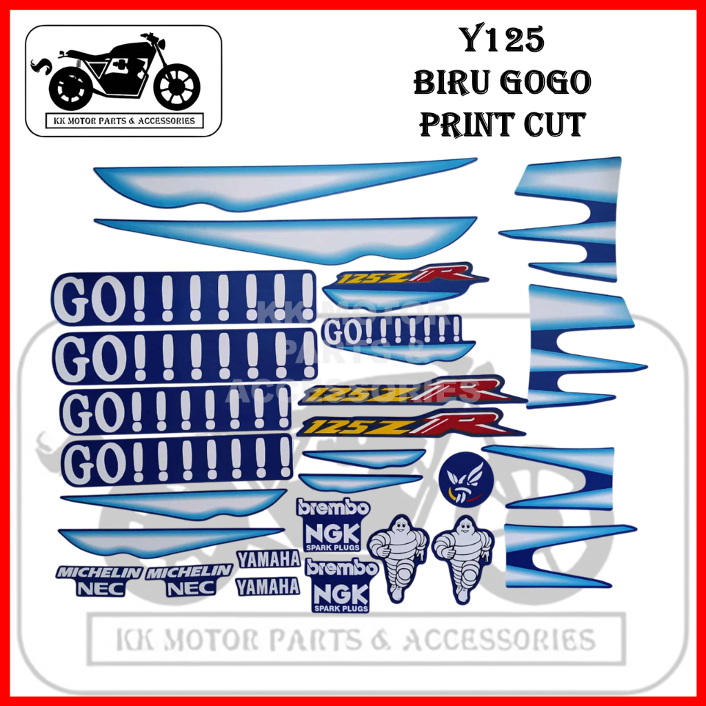 YAMAHA Y125 Y125ZR 125ZR STICKER STIKER STRIPE BIRU GOGO / GO GO BLUE ...