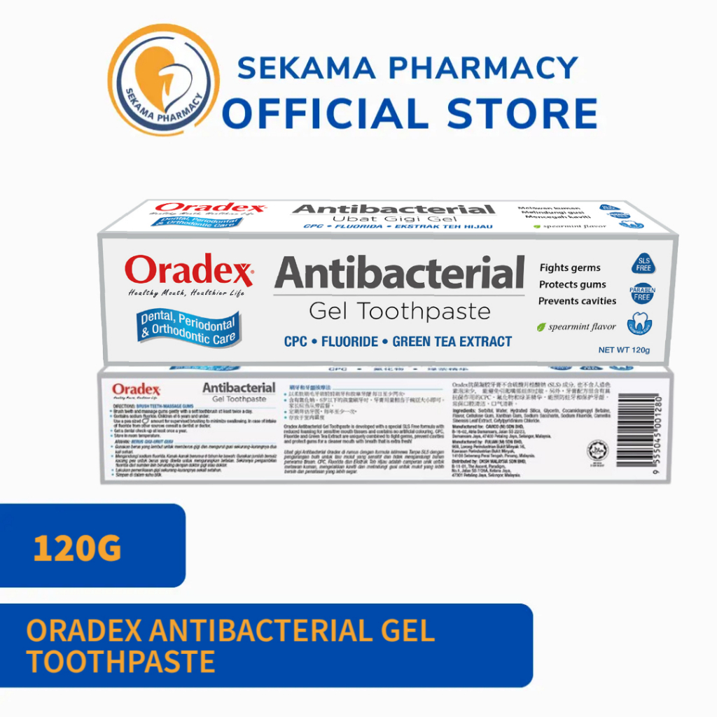 ORADEX ANTIBACTERIAL GEL TOOTHPASTE 120G [EXP: 9/2026] | Shopee Malaysia