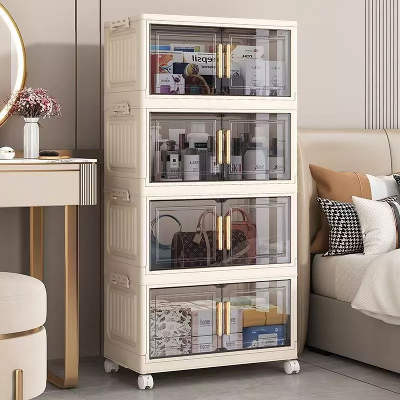 1-5 Layer Storage Cabinet Spacious Clear Foldable Shelving Unit ...