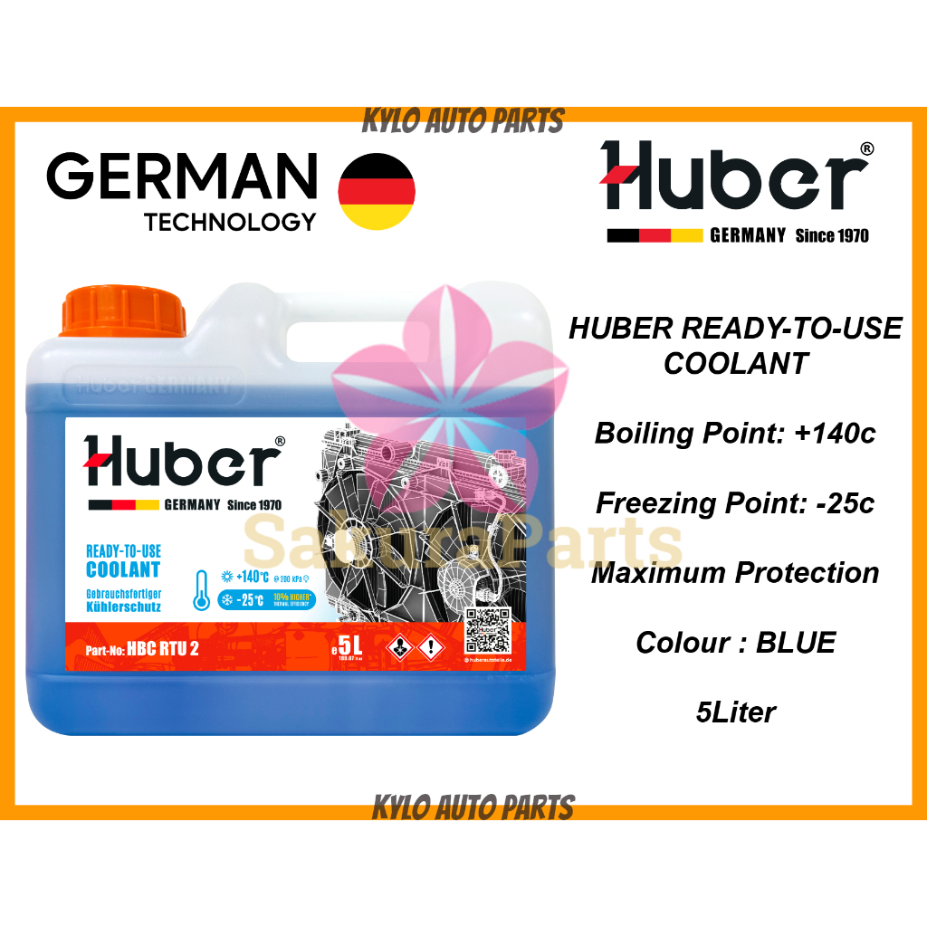 Huber RTU-2 Premix Radiator Coolant BLUE READY-TO-USE 5Liter (MADE IN ...