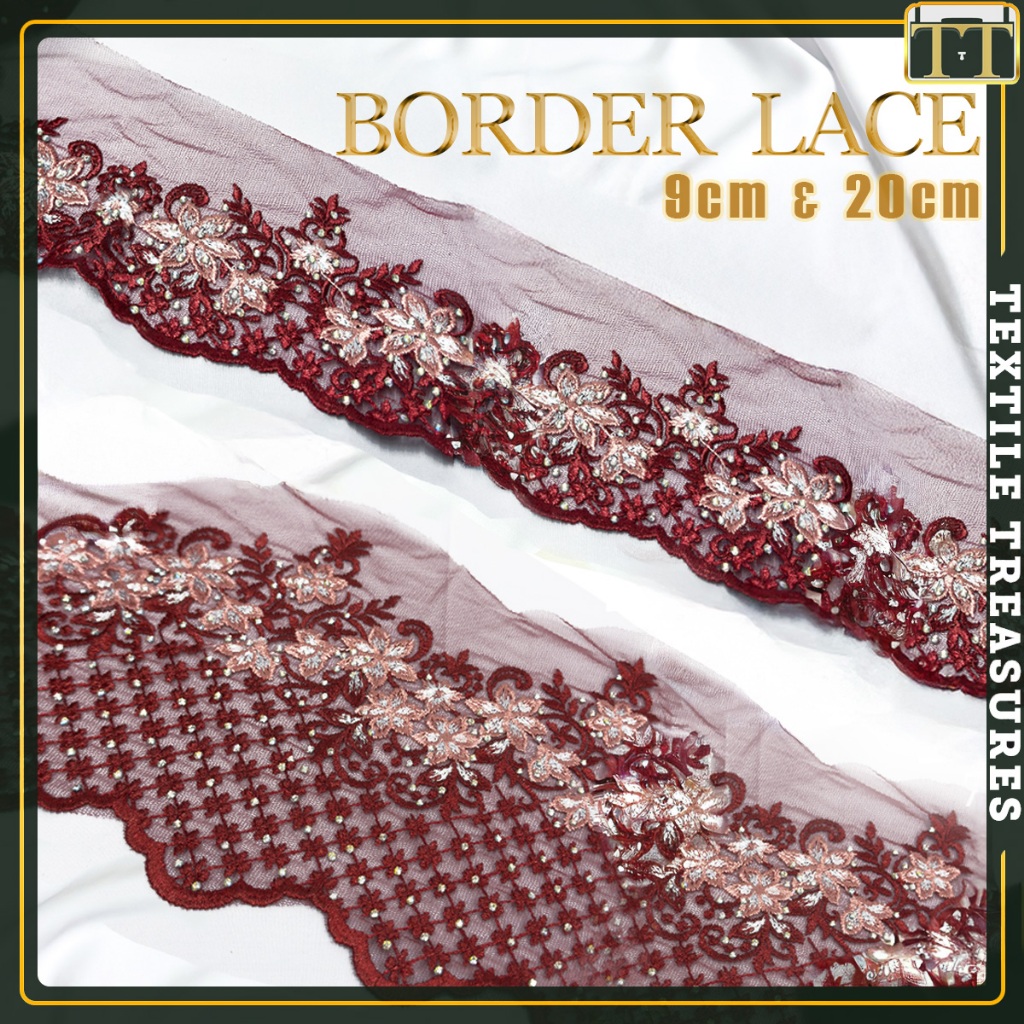 Border Baju Renda Baju Border Lace Adalah Batu Manik 9&20CM Tinggi ...