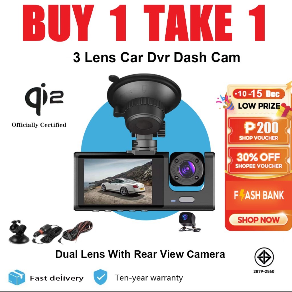 Car Dash Cam Camera Recorder Front And Back Dual Lens Dashcam Video Cam ...