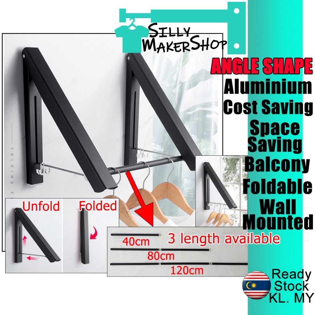 (Angle Shape) Aluminium Balcony Wall Mounted Foldable Clothes Drying ...