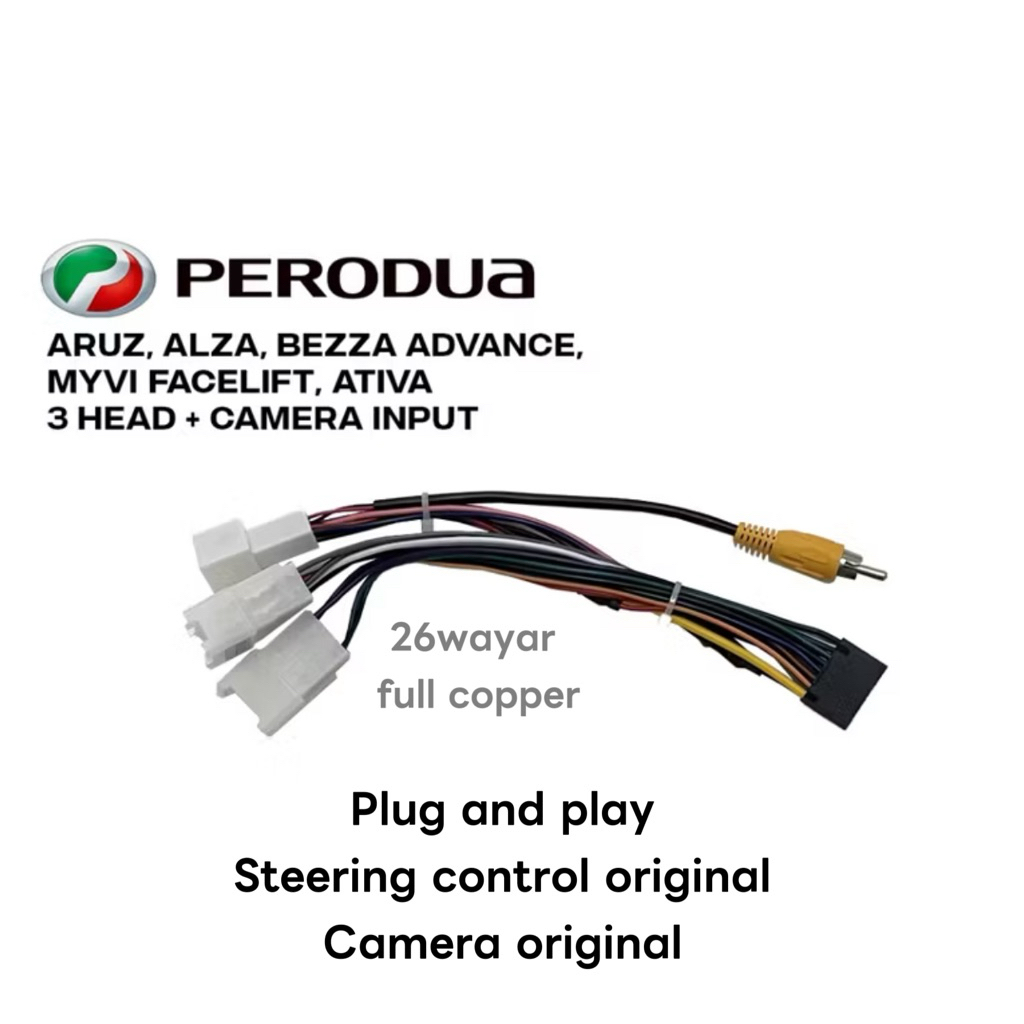 AXIA ,myvi,alza ,ativa ,bezza AV / SE spec android player socket plug ...