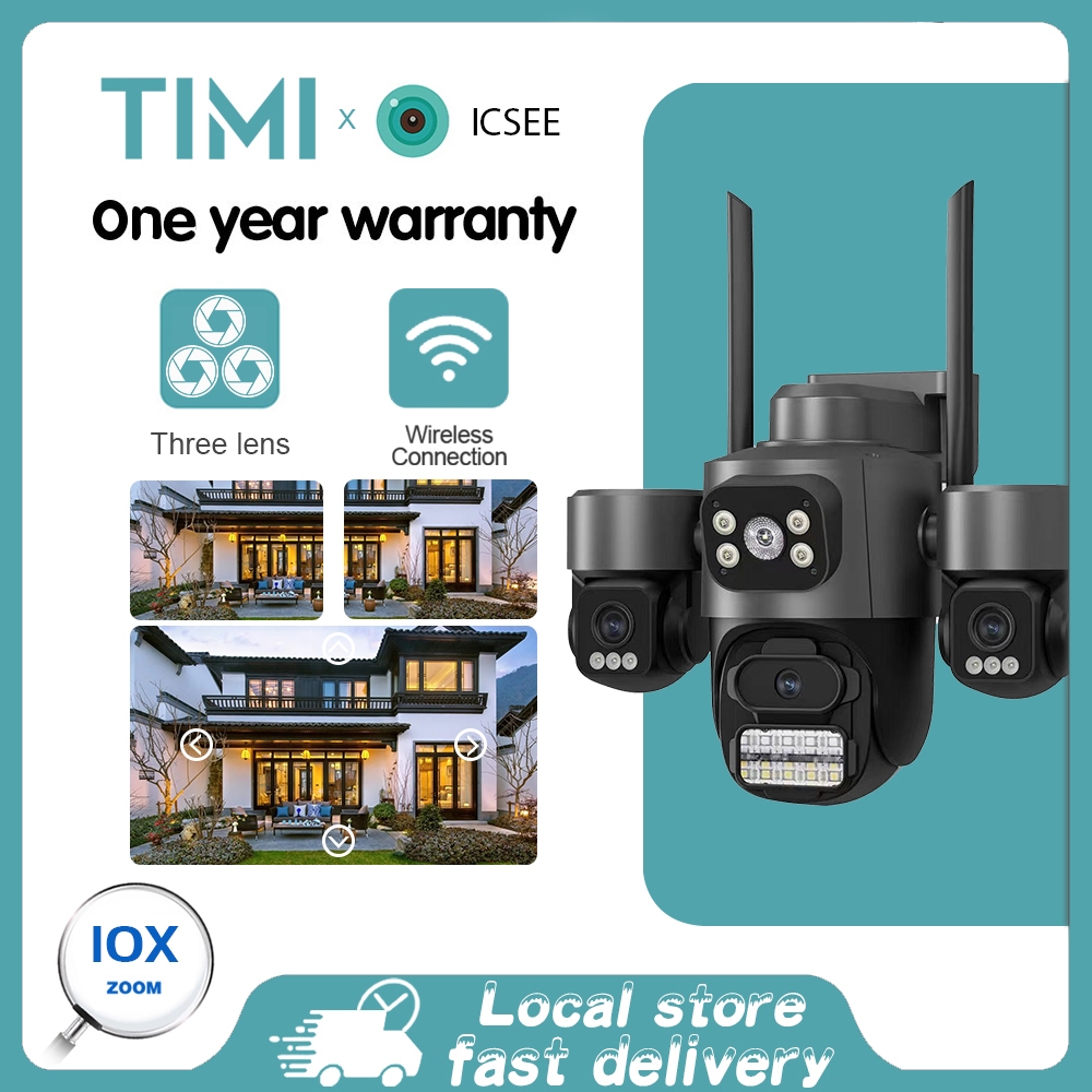 TIMI 3-Lens WiFi Security Camera ICSEE APP Support｜Rechargeable｜360 ...