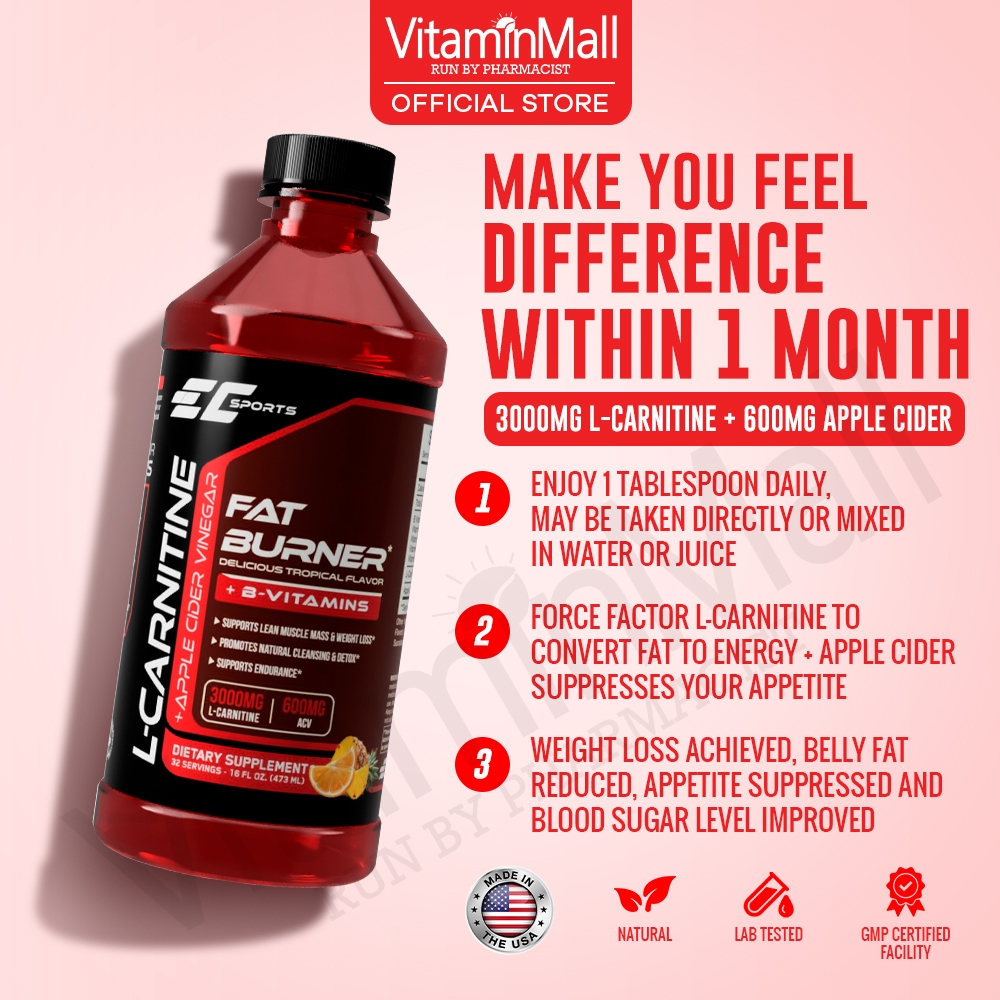 earth's creation liquid l carnitine 5000 mg TRIPLE PACK + Free 1 Royal Jelly 30's] EC Apple Cider Vinegar L-Carnitine Belly Fat Burner numbuzin No.5 Vitamin Boosting Size:1 PC Brand:Pure Encapsulations