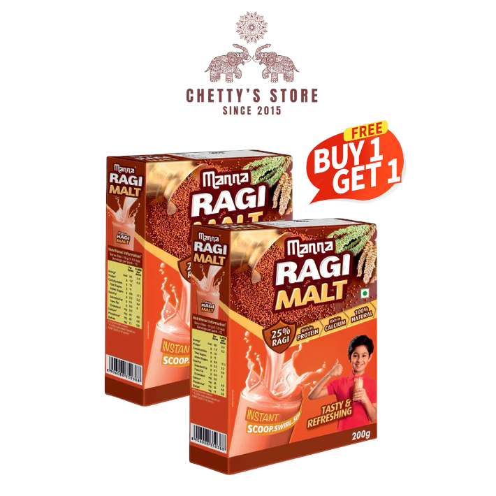 (IMPORTED) MANNA RAGI MALT DRINK MIX BUY 1 FREE 1 (200G+200G) KELVARAGU ...