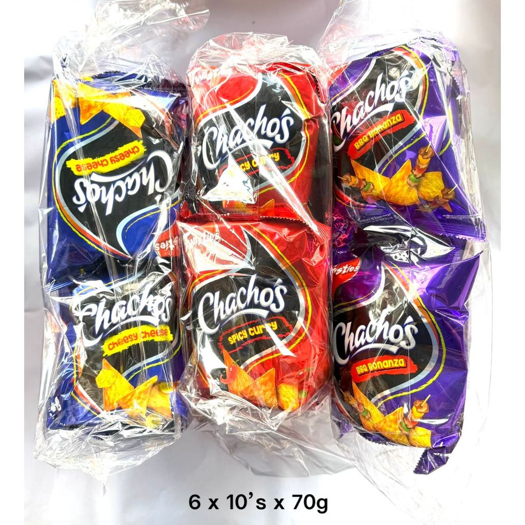 (OUTER) CHACHO'S 10'S X 70G SPICY CHICKEN / BBQ BONANZA / CHEESY CHEESE ...
