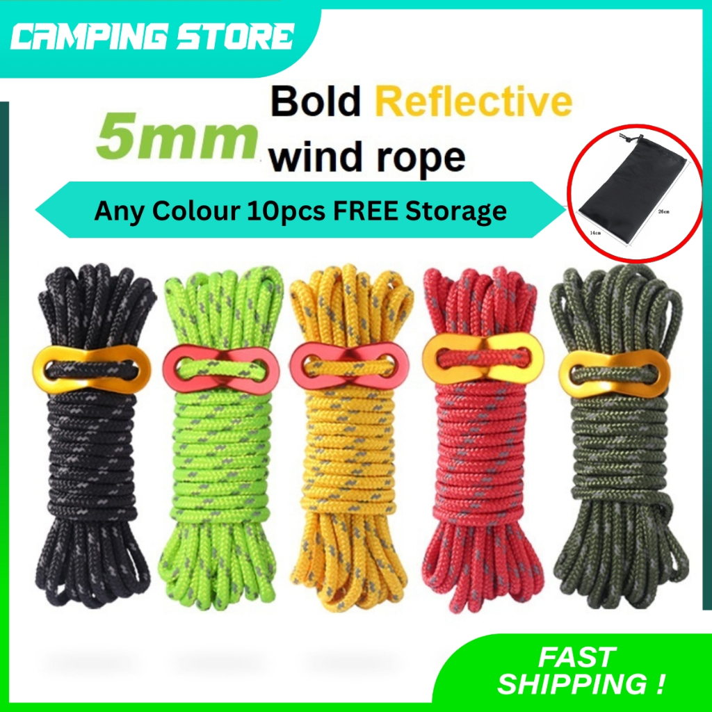 Camping Tent Rope Nylon Anti-slip Paracord Rope Flysheet Tarp Wind Rope ...