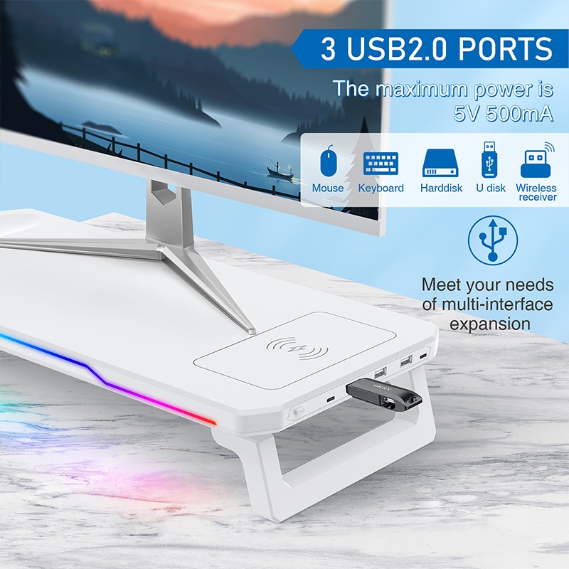 Computer Monitor Height Stand with USB Docking Station HUB Wireless ...