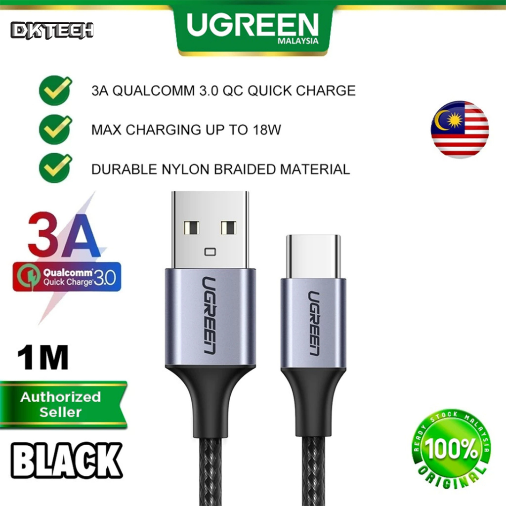 UGREEN USB A To USB Type C Cable 3A Qualcomm 3.0 QC Quick Fast Charging ...