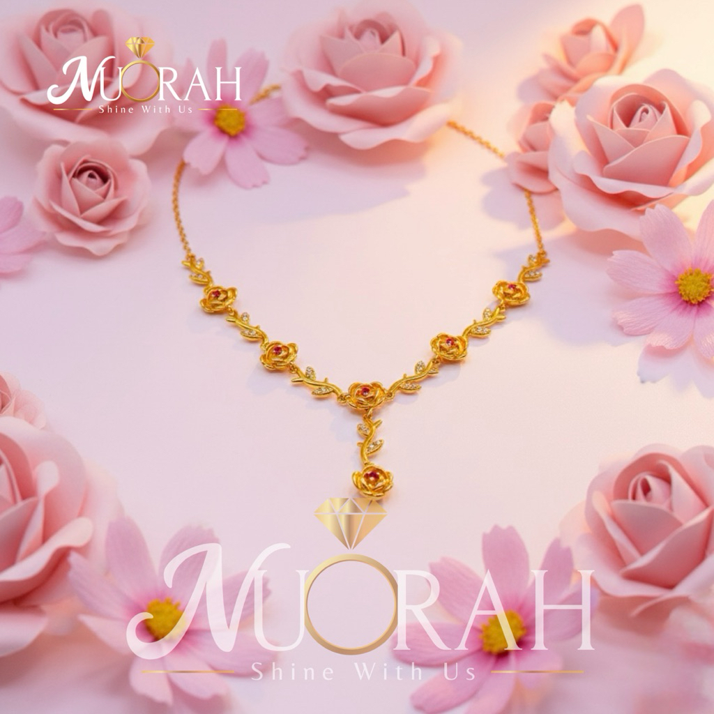RANTAI LEHER BUNGA ROSE 🌹 Persis Emas | Shopee Malaysia