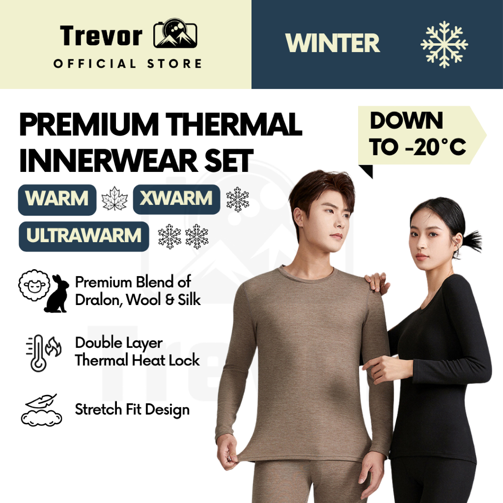 TREVOR Thermal Innerwear Full Set – Heattech Winter Wool Silk Fleece ...