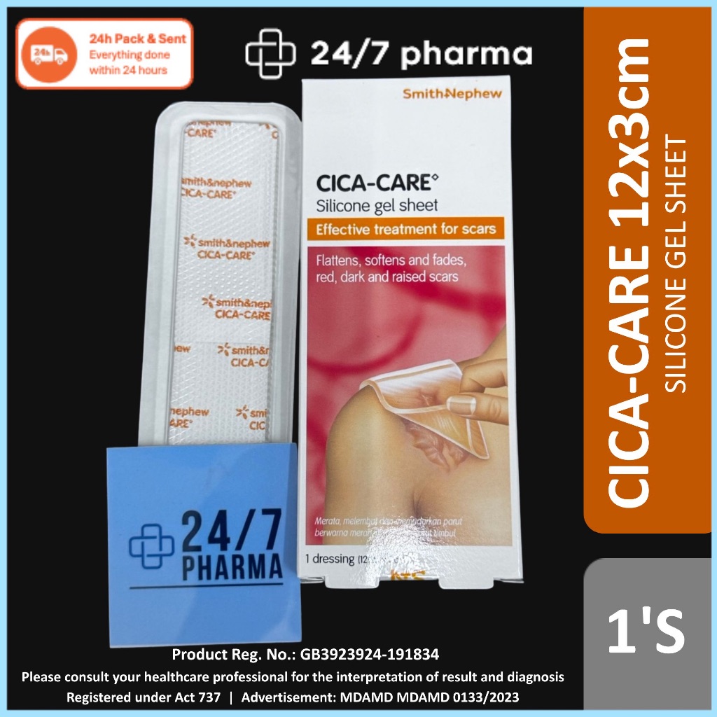 Smith & Nephew Cica-Care (12x3cm) CicaCare Silicone Gel Sheet Scar ...