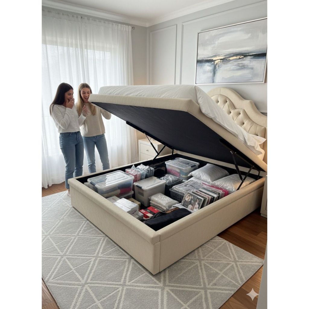 Katil Storage Hidraulik Queen/King | 'Majestic' Divan Tufted | Anti ...