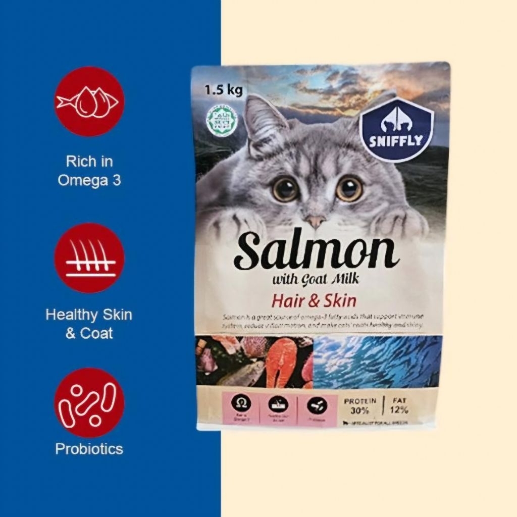 Sniffly Salmon WITH Goat Milk CAT FOOD / Makanan Kucing Repack 500g ...