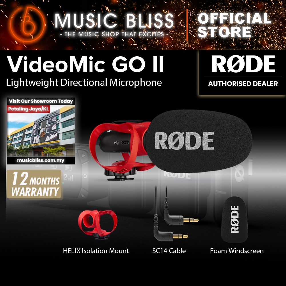 Rode VideoMic GO II-H Ultracompact Analog/USB Camera-Mount Shotgun ...