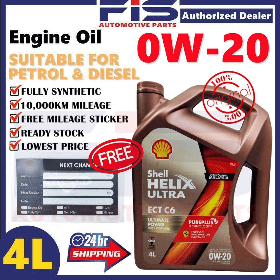 FIS Original Engine Oil Shell Helix Ultra 0W20 Fully Synthetic Proton ...