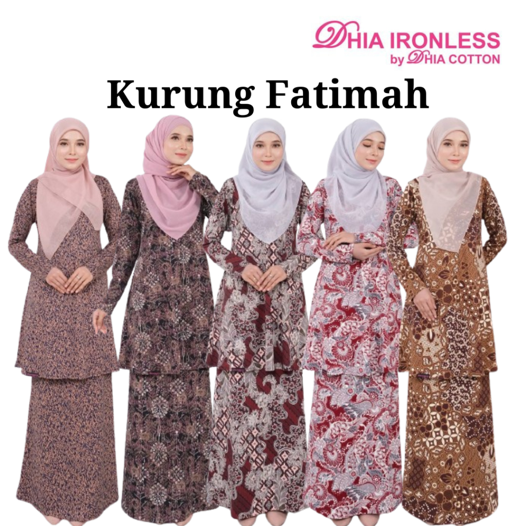 Dhia Cotton Ironless Kurung Fatimah Saiz XS - 10XL Baju Cutting Riau ...