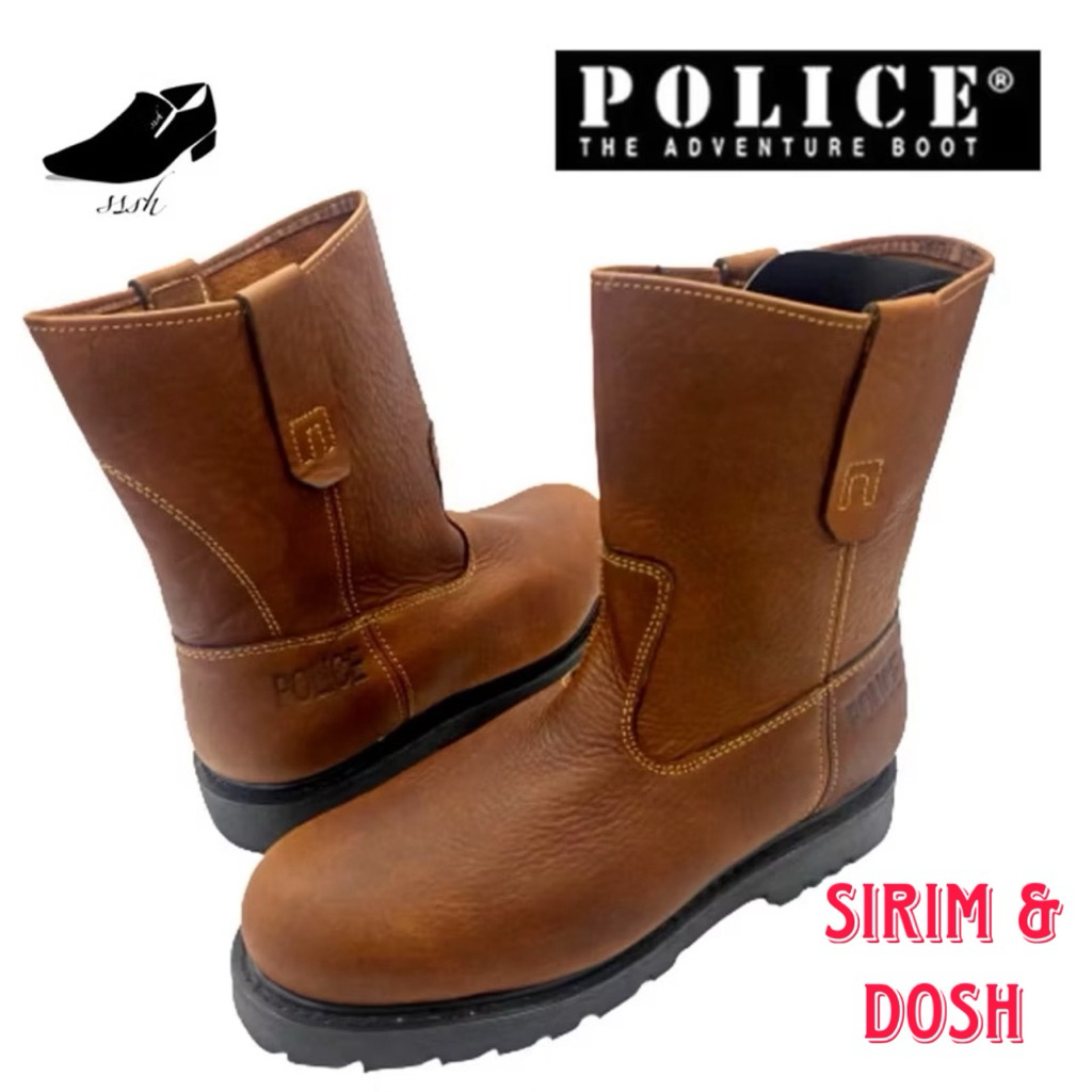 ORIGINAL POLICE SAFETY SHOES boots HIGH CUT LEATHER SHOES 9123 | Shopee ...