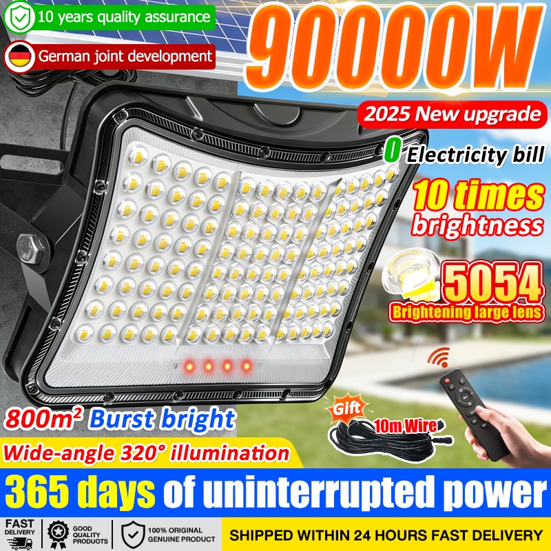 24 hours delivery 90000W LED solar spotlight+10m wire solar LED ...