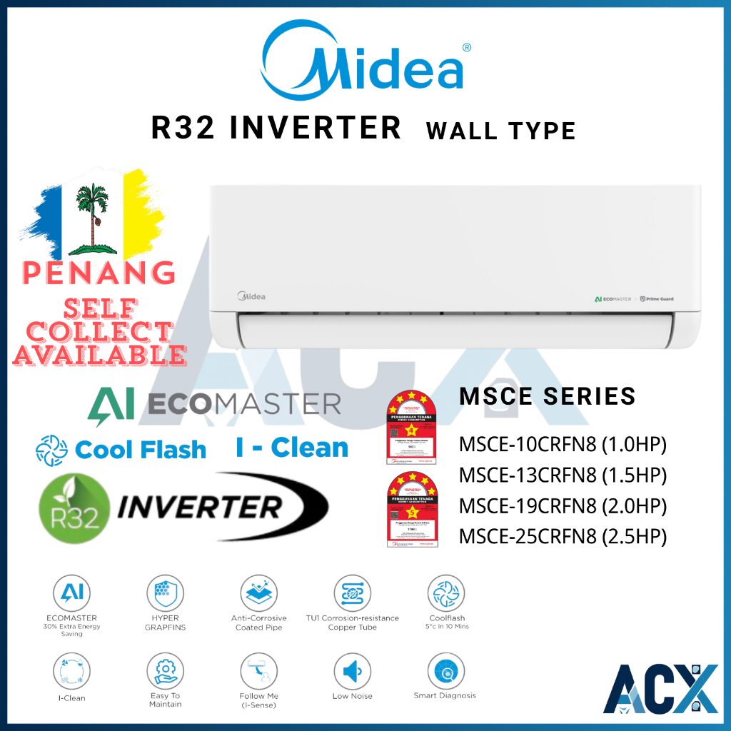 MIDEA R32 Inverter MSCEB Series AIRCOND 1.0HP 1.5HP 2.0HP 2.5HP AI ...