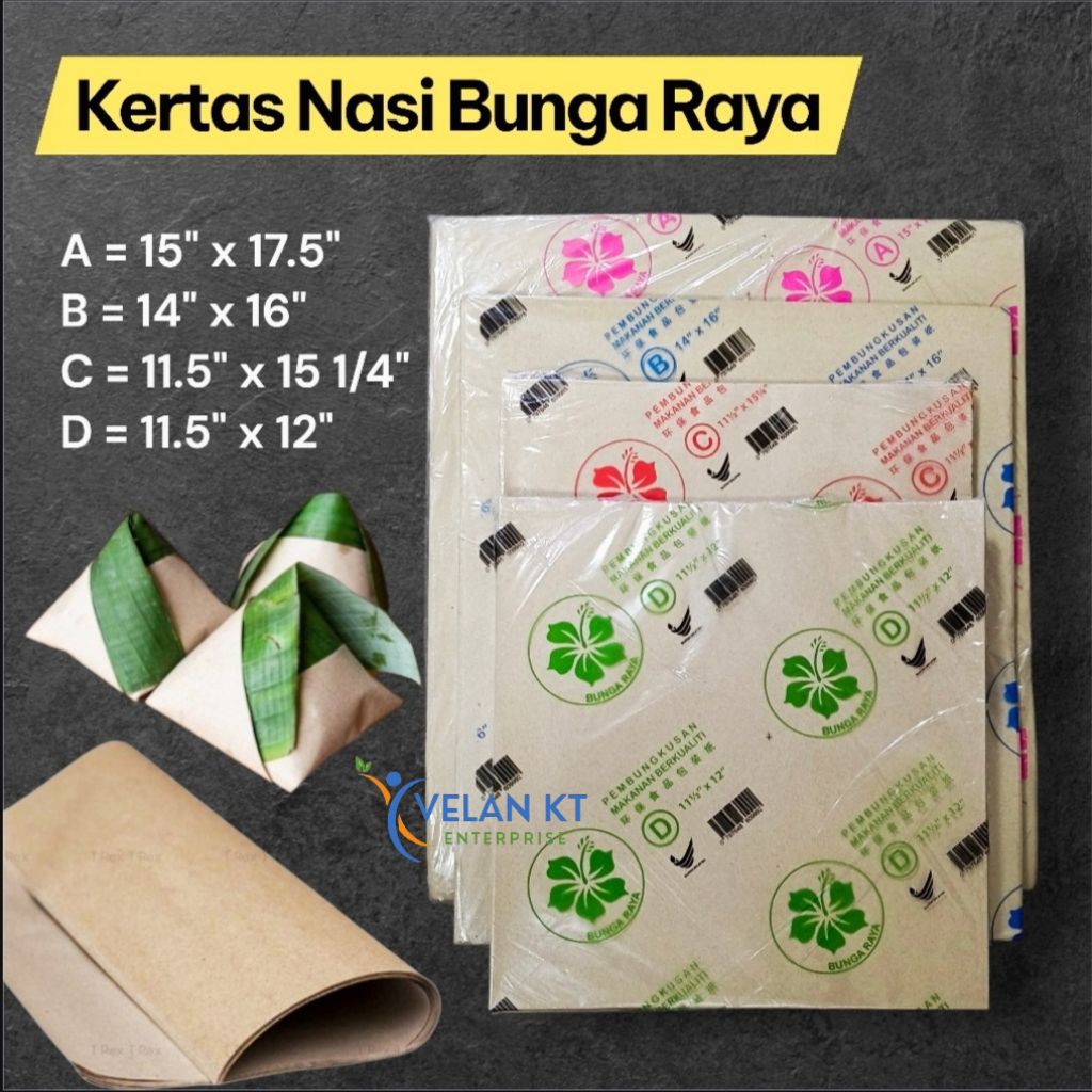 Hawker Paper / Kertas Bungkus Nasi / Cap Bunga Raya Size / B / C / D ...