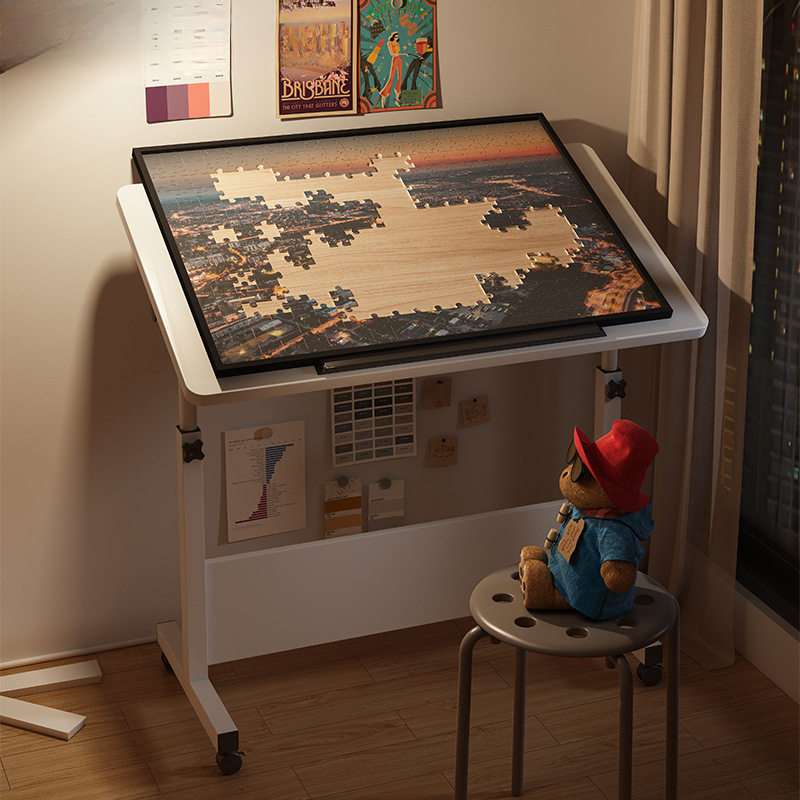 Adjustable Height Desk Puzzle Foldable Writing Drawing Computer Desk ...