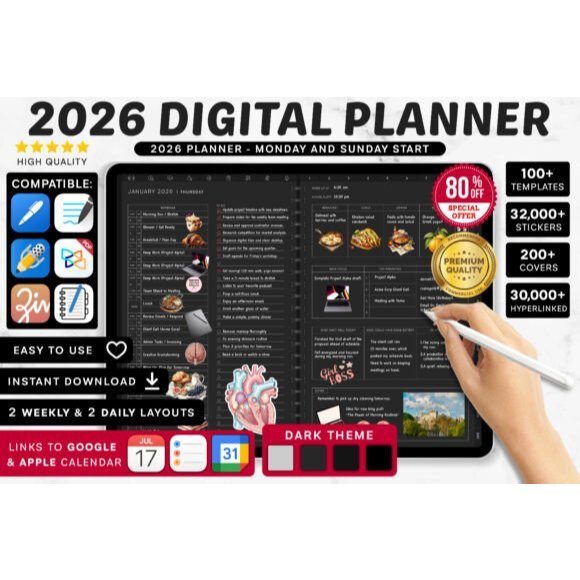 Premium 2026 Digital Planner Dark Theme | Shopee Malaysia