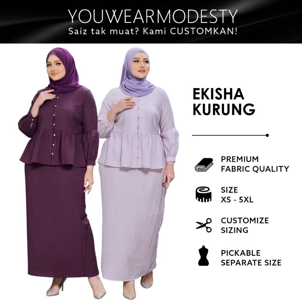 [Raya 2026] YouWearModesty Ekisha Tapered Baju Kurung Set, Muslimah ...