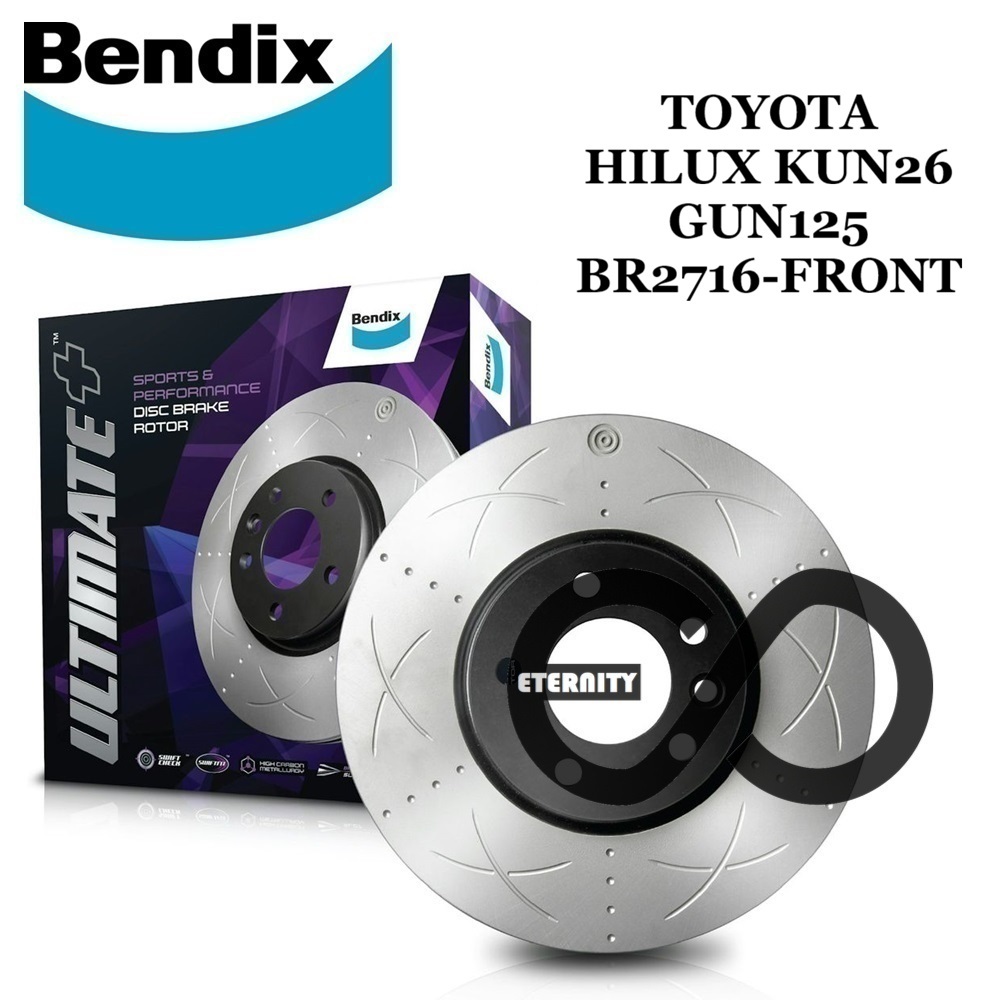 Original Bendix Ultimate+ BR2716ULT+ Front Disc Rotor - Toyota Hilux ...