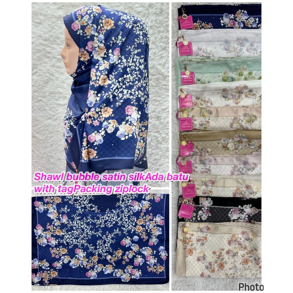 SHAWL EXCLUSIVE SATIN BUBBLE CORAK BATU ZIPLOCK PACKING WITH TAG 4 ...