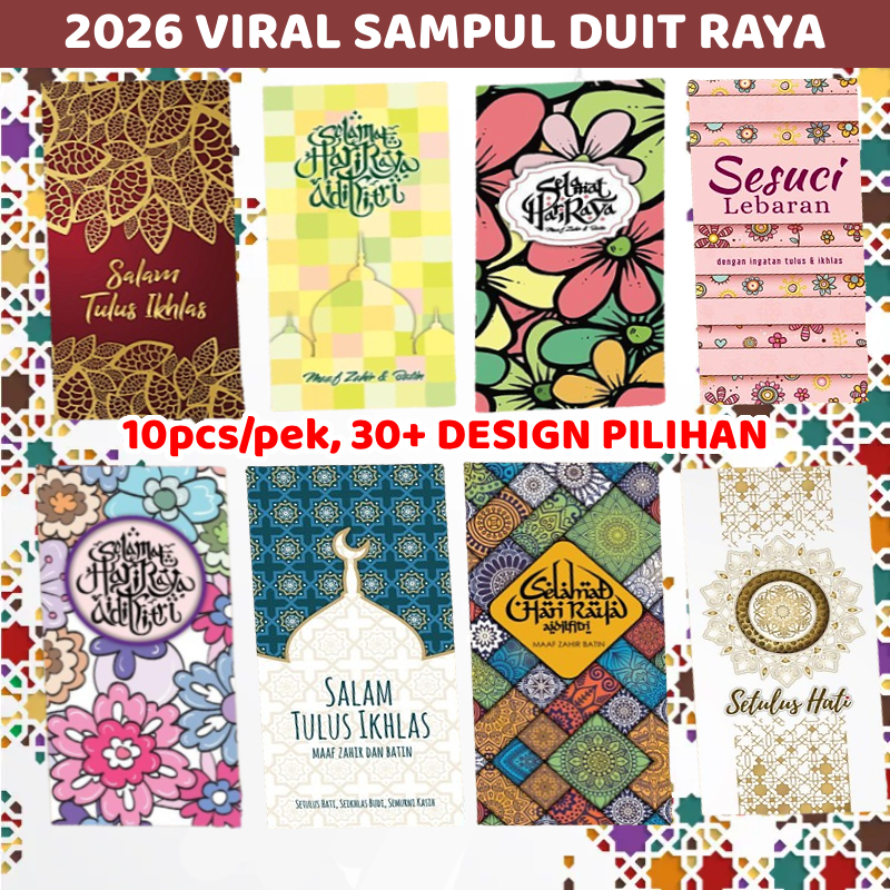 10 Keping/Pek Viral 2026 Sampul Raya Sampul Duit Raya Corak Bunga ...