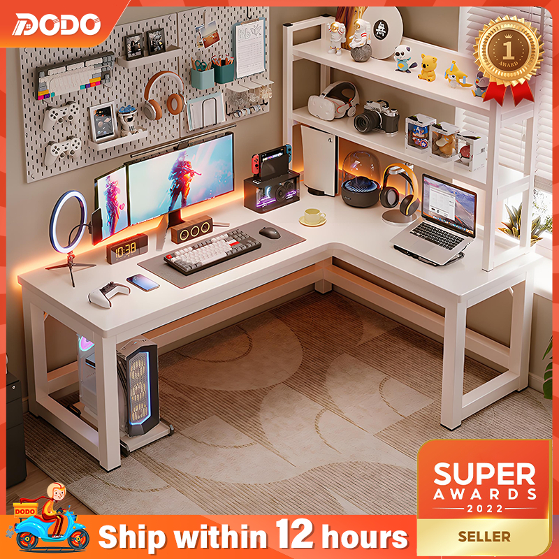 DO L Shape Computer Table Office Writing Desk Meja Belajar Corner Table ...