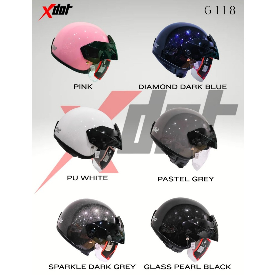 Helmet Xdot G118 Steng with Visor Size L 58-59cm Topi Separuh with ...