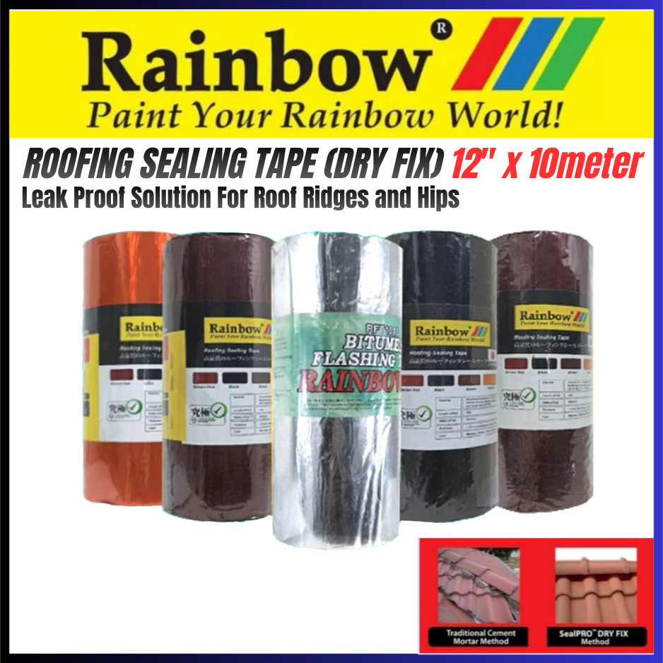 RAINBOW TAPE Dry Fix Roof Ridge Leak Proof Bitumen Poly Tape Flash Band ...