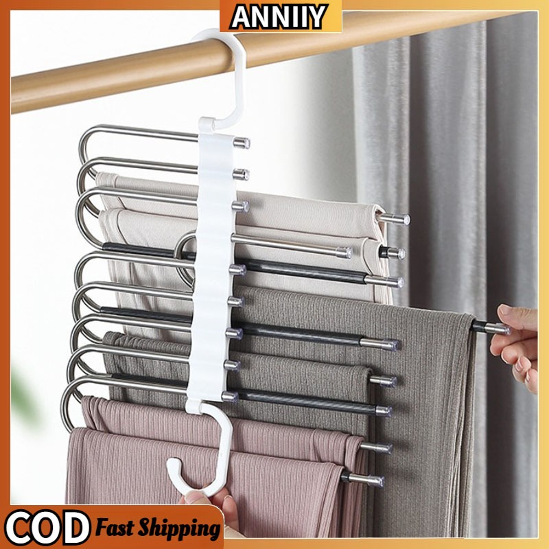 5 Grids 9 Grids Stainless Steel Folding Pants Hanger – Multi-Layer ...